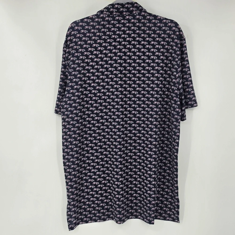 RLX Ralph Lauren Polo Shirt Blue Classic Car AOP Print Golf Performance Men's L